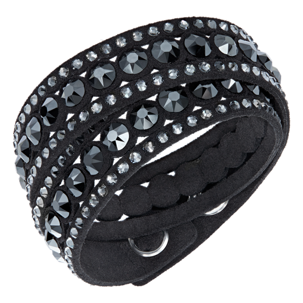 Slake leather bracelet Swarovski Black in Leather - 41390448